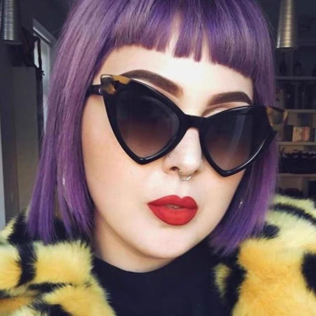 ÉÌƷͼƬ 7 | B09SPTCVBR | FEISEDY Retro Cat Eye Sunglasses for Women Fashion Vintage Cateye Sun Glasses B2235