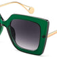 Clear Green / 52 Millimeters | B0BXDCCMRM | FEISEDY Sunglasses Womens Trendy, Oversized Square Shades, Pearl Inlay Cat Eye Frame UV400 Protection B2625