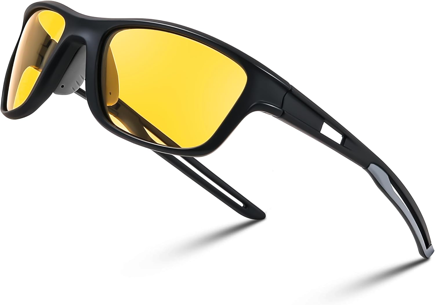 Black Frame & Yellow Lens / 55 Millimeters | B0CTXXFNFW | FEISEDY Sports Polarized Sunglasses For Men Women Cycling Driving Fishing Running UV400 Protection B0125