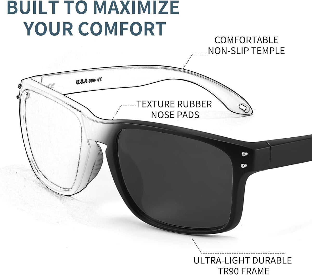 ÉÌƷͼƬ 32 | B09P11P3PC | FEISEDY Polarized Sports Sunglasses for Men Women, Classic Fishing Driving Cycling Goggles, UV400 Protection B2234
