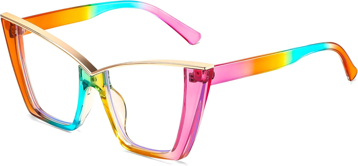 商品图片 23 | B0DGX4KTLX | FEISEDY Fashion Cat Eye Blue Light Blocking Glasses for Women Fake Retro Eyeglasses Oversized Stylish Eyewear Frame B0240