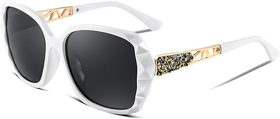 FEISEDY Polarized Women Square Sunglasses Sparkling Composite Shiny Frame B2289