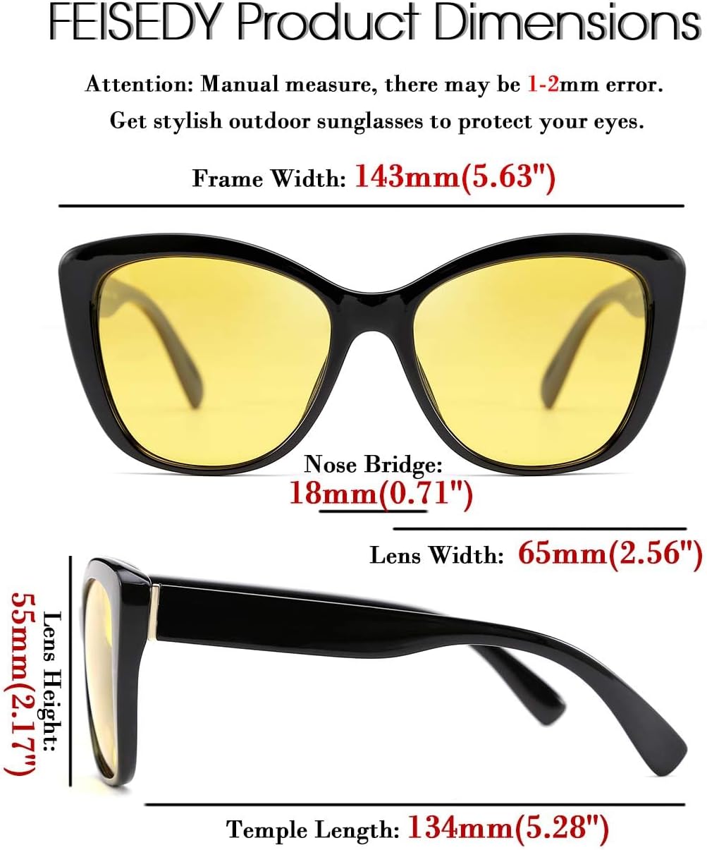 ÉÌƷͼƬ 49 | B07M9V125F | FEISEDY Polarized Vintage Sunglasses American Womens Square Jackie O Cat Eye Sunglasses B2451