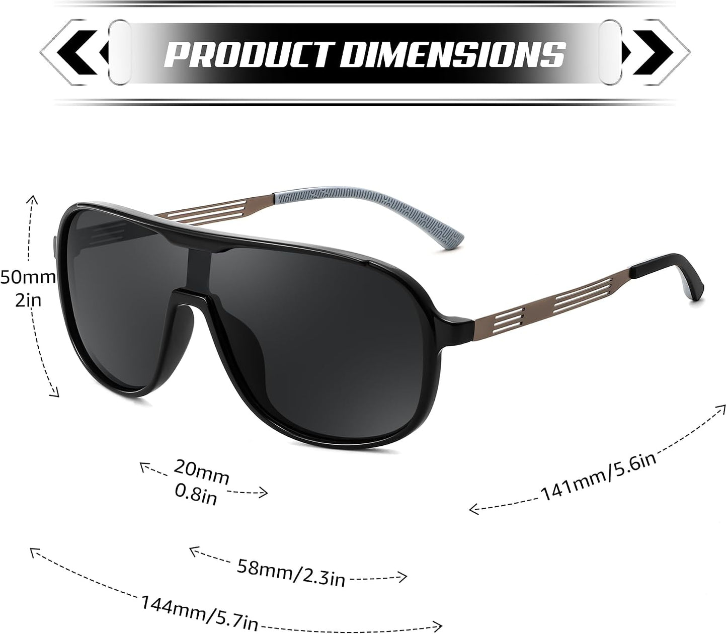 商品图片 12 | B0DSV55WLM | FEISEDY Polarized Sunglasses Men Women Mirrored One Piece Lens B0277
