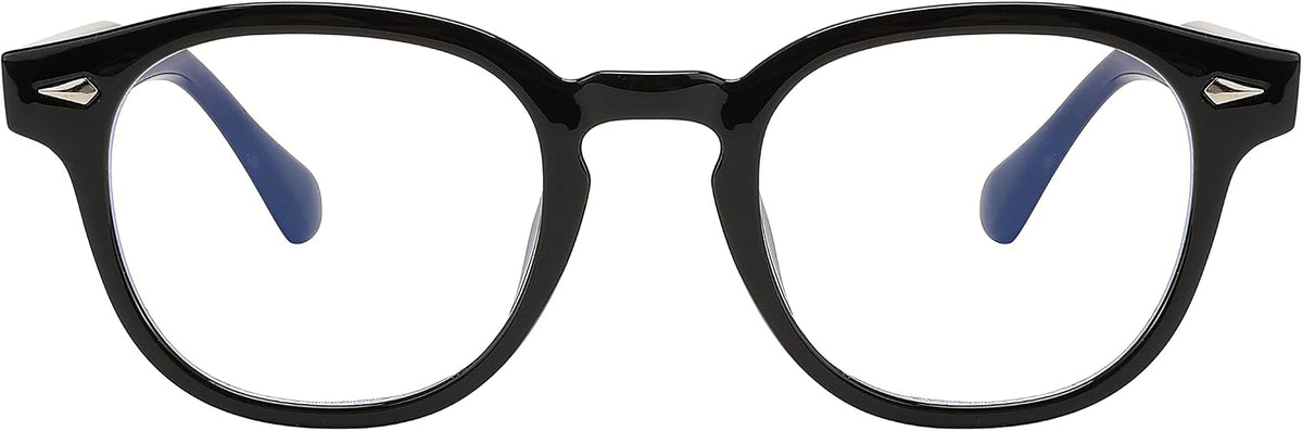 Black Frame / 56 Millimeters | B0BRZ72424 | FEISEDY Retro Vintage Round Blue Light Blocking Glasses Classic Eyewear Frame for Women Men B2349