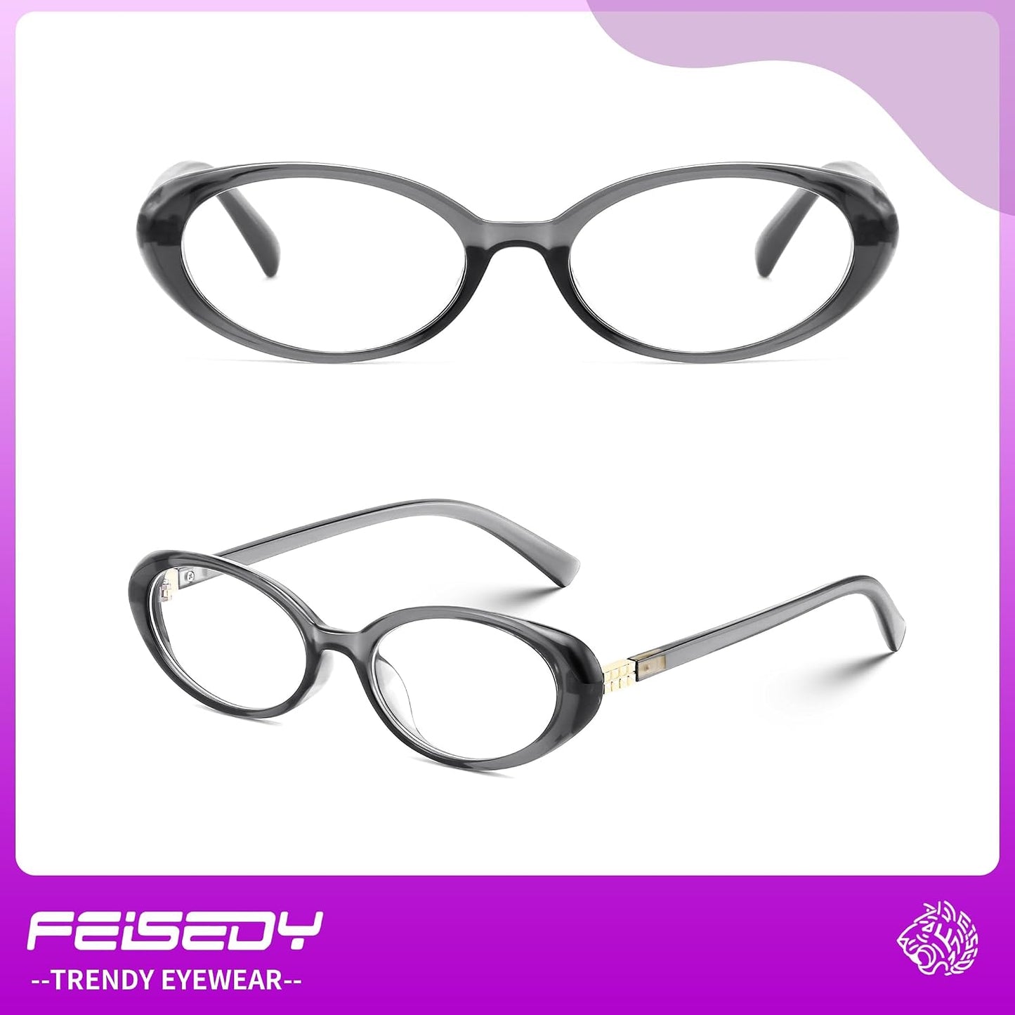 商品图片 5 | B0F6MW26L2 | FEISEDY Oval Blue Light Glasses for Woman Vintage Small Face Lightweight Eyeglasses Retro Nerd Y2K Frame B0290