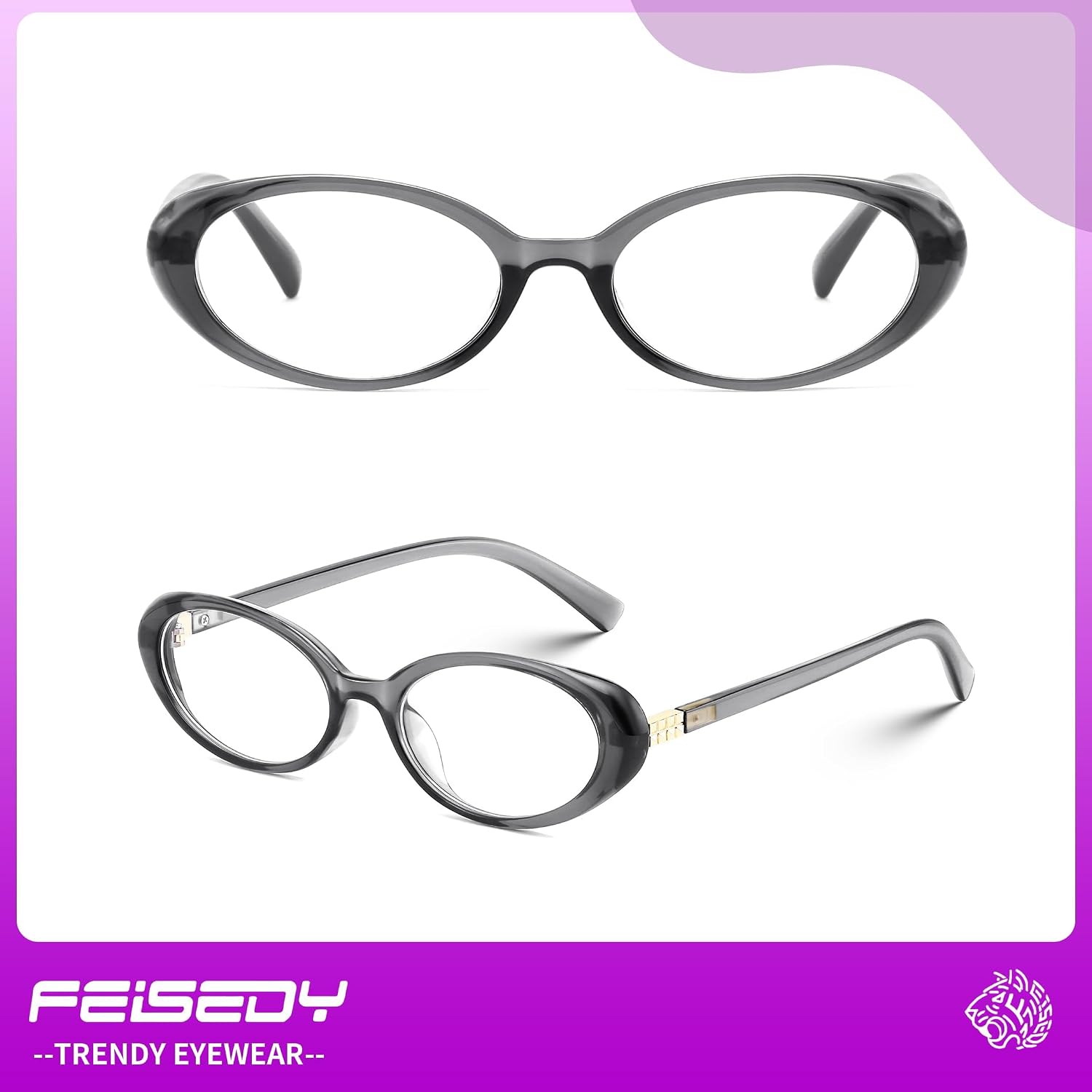 商品图片 5 | B0F6MW26L2 | FEISEDY Oval Blue Light Glasses for Woman Vintage Small Face Lightweight Eyeglasses Retro Nerd Y2K Frame B0290