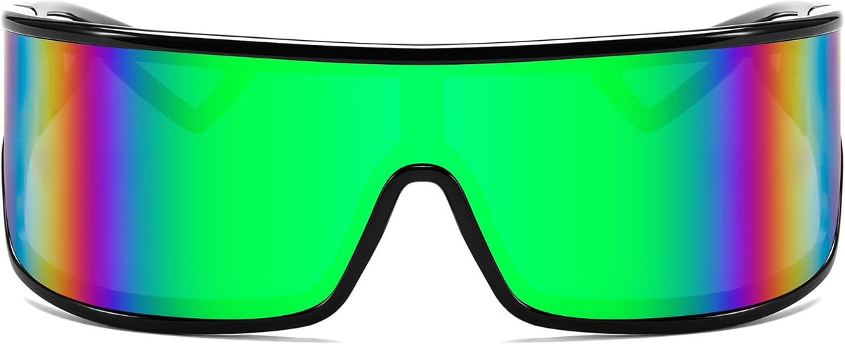 ÉÌƷͼƬ 16 | B0D3PKKSD9 | FEISEDY Trendy Futuristic Wrap Sunglasses Flat Top Mirrored One Piece Lens Reflective Sun Glasses for Women Men B0161