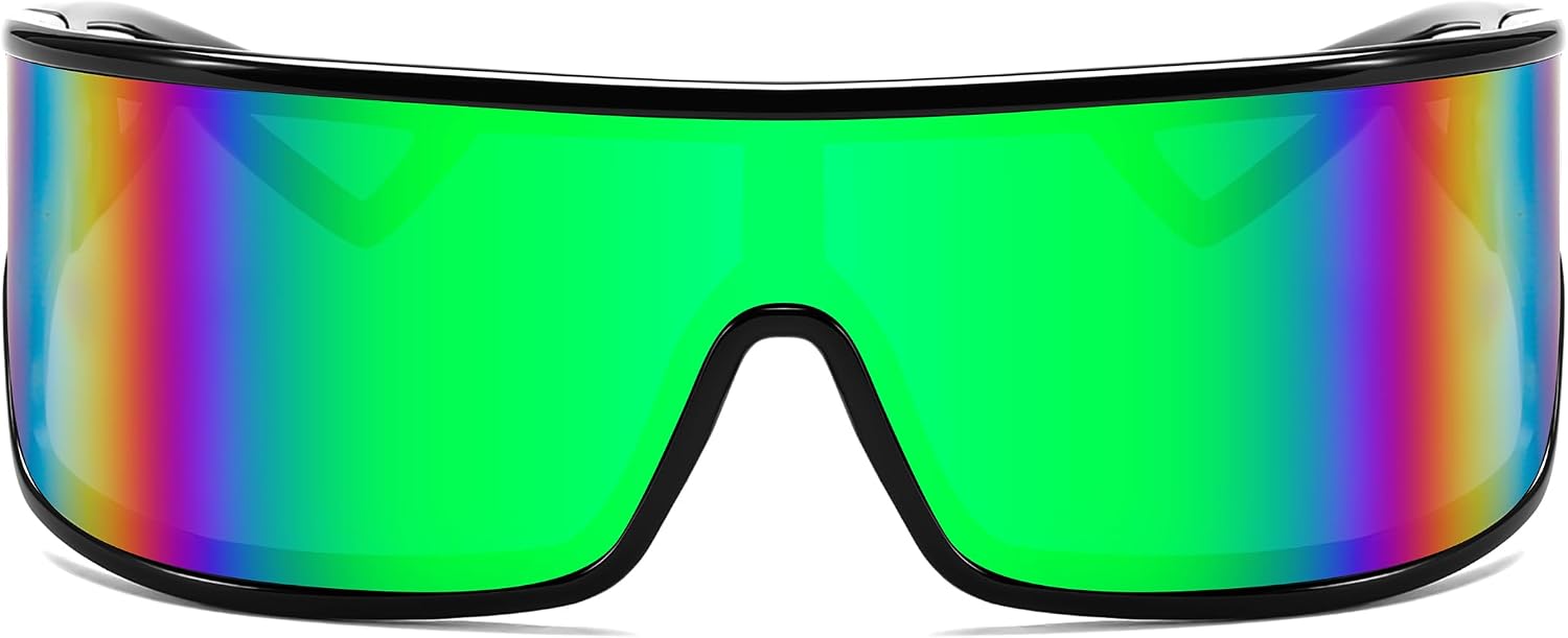 商品图片 16 | B0D3PKKSD9 | FEISEDY Trendy Futuristic Wrap Sunglasses Flat Top Mirrored One Piece Lens Reflective Sun Glasses for Women Men B0161
