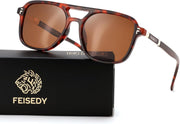 Tortoise Frame Brown Lens / 53 Millimeters | B0H2V96VCG | FEISEDY Retro Polarized Aviator Square Sunglasses for Women Men UV400 B0357
