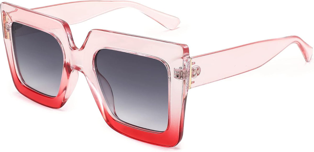Pink / 50 Millimeters | B0BZRNPXJW | FEISEDY Oversized Square Sunglasses for Women Fashion Shades Luxury Big Sun Glasses UV400 Protection B2380