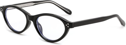 Gloss Black / 49 Millimeters | B0GV3VYZH4 | FEISEDY Oval Cat Eye Blue Light Blocking Glasses for Women Clear Lens B0395