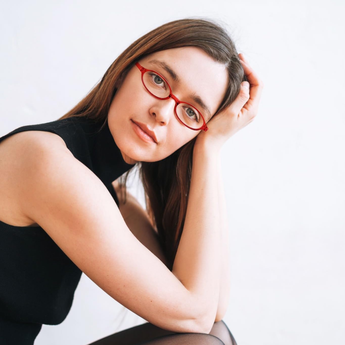 商品图片 13 | B0DKNKBFBX | FEISEDY Y2K Retro Oval Nerd Blue Light Glasses for Women B0258