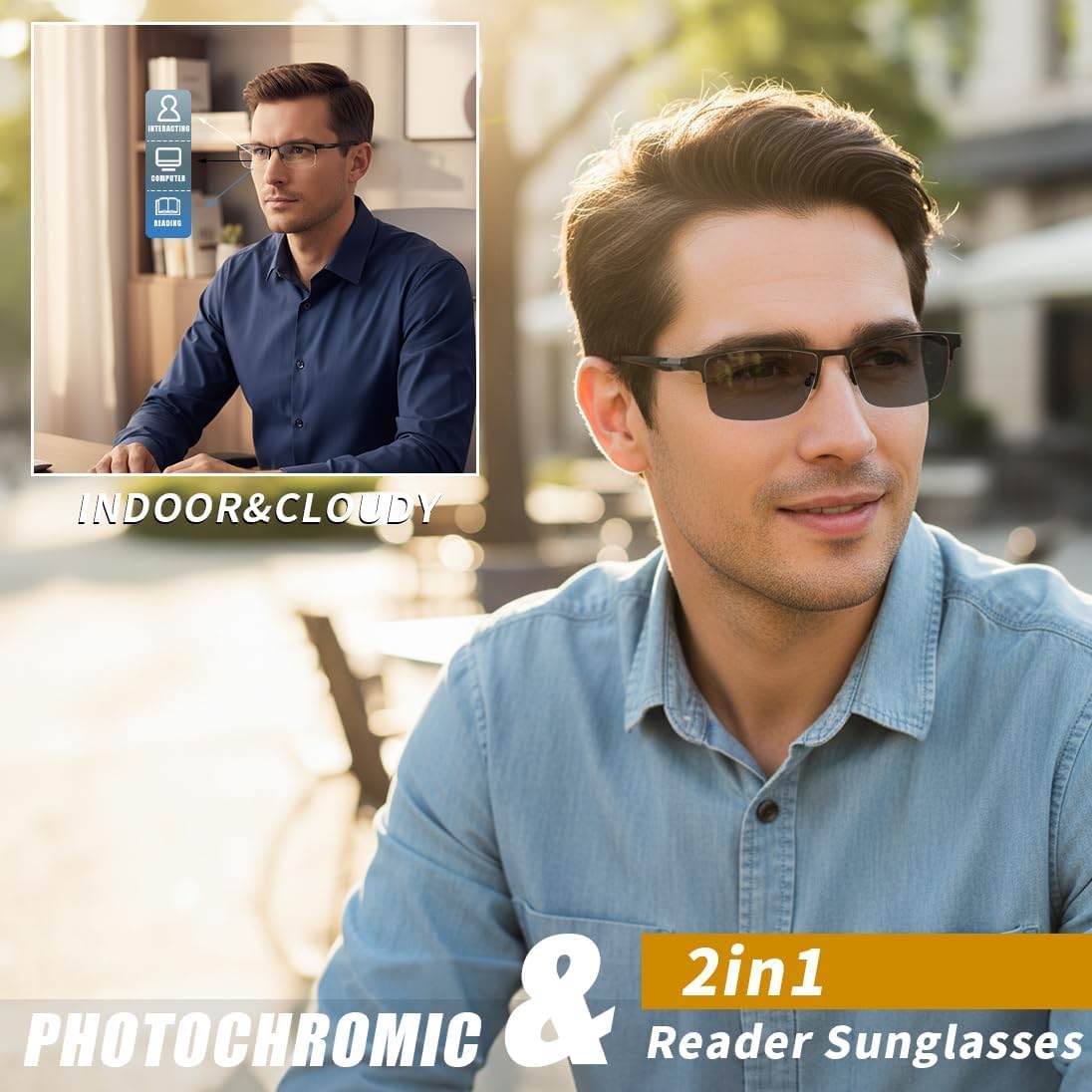 ÉÌƷͼƬ 2 | B0GKND8PKN | FEISEDY Photochromic Multifocal Progressive Reading Glasses B1388