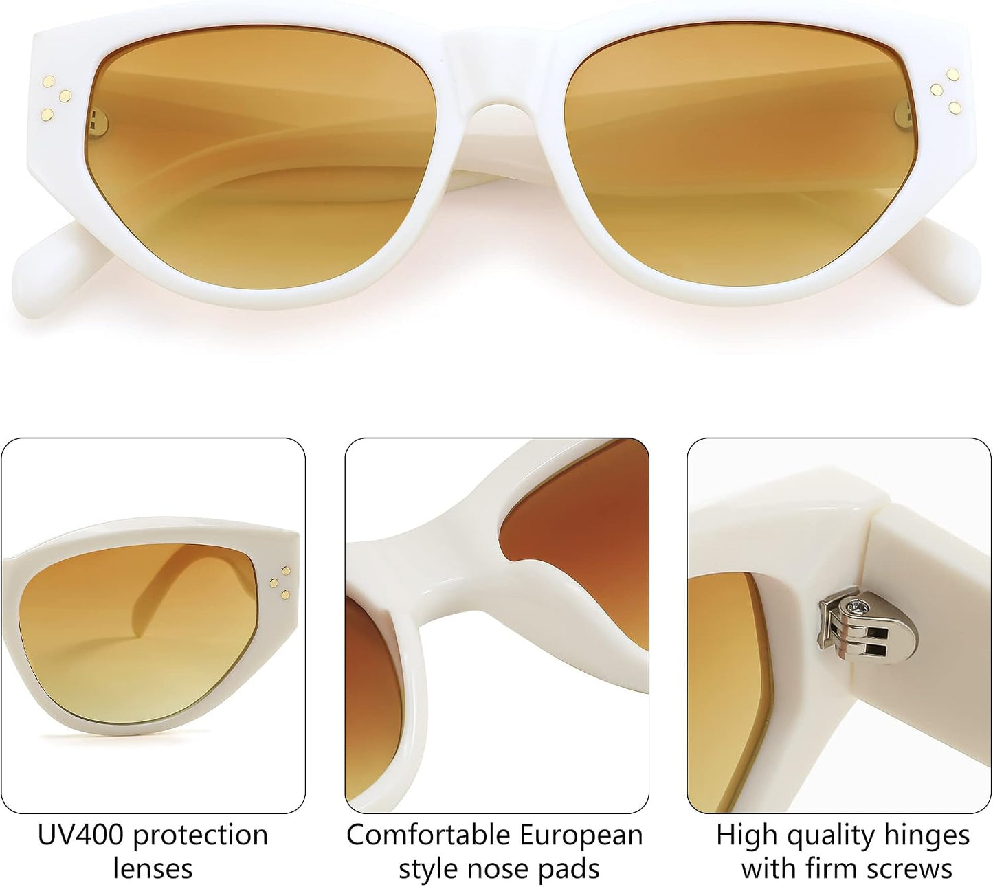 商品图片 5 | B0BZ8DL6L8 | FEISEDY Sunglasses Womens, Retro Cat Eye Sunglasses, Fashion Vintage Cute Stylish UV400 Sunnies B2365
