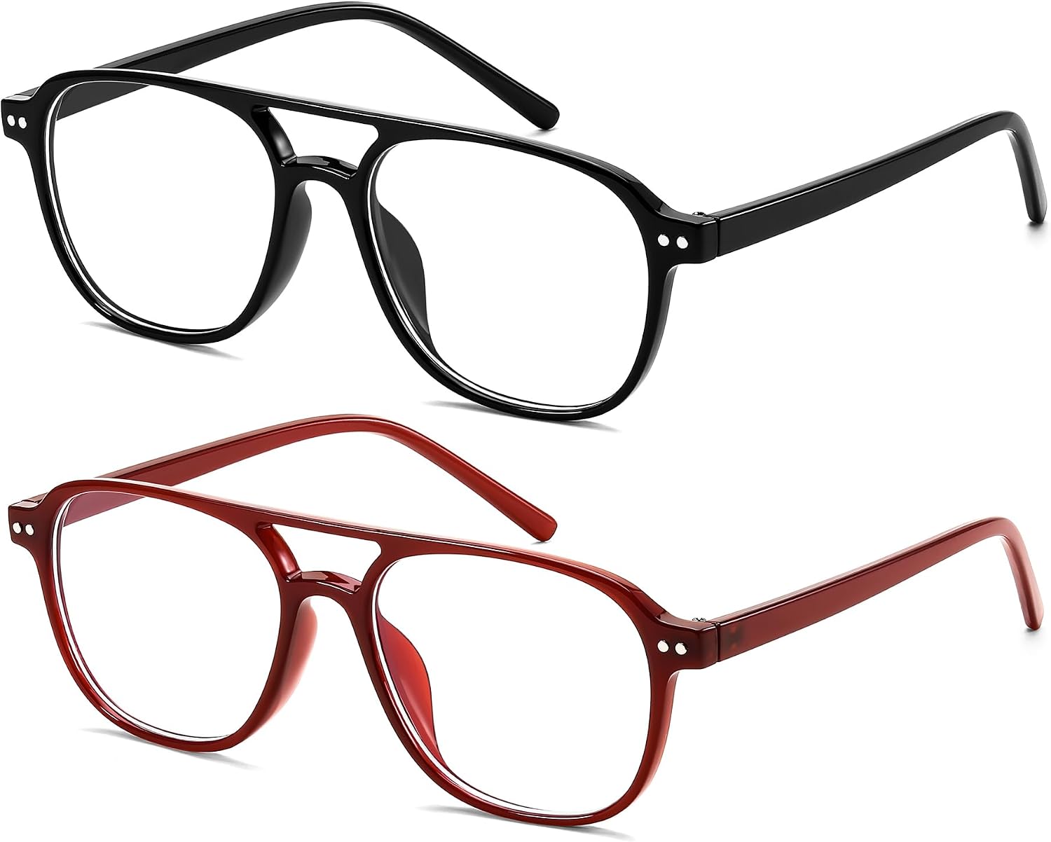 Black+red / 50 Millimeters | B0G5P8LHG8 | FEISEDY Blue Light Blocking Glasses Women Men Square Computer Lightweight Pilot Glasses Anti Eyestrain & UV Glare B0141