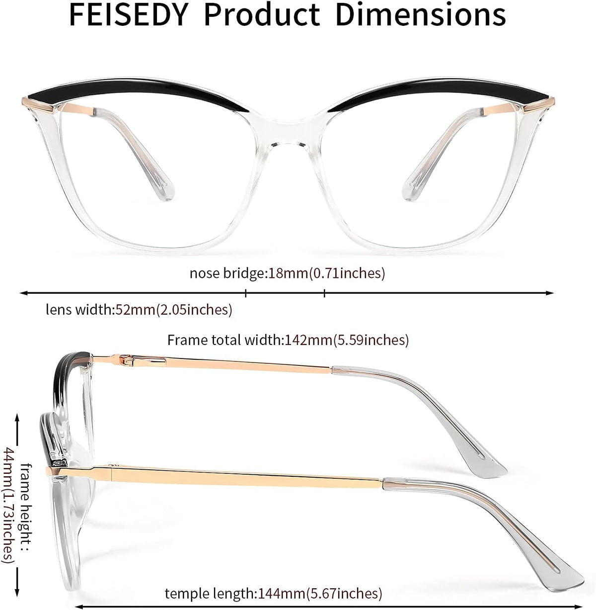 ÉÌƷͼƬ 19 | B096LSK611 | FEISEDY Blue Light Blocking Glasses Computer Glasses Women Men Cateye TR90 Frame B2772