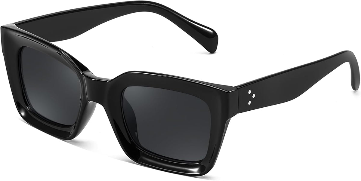 Black & Grey Lens / 50 Millimeters | B0CVXMCPVQ | FEISEDY Classic Women Sunglasses Fashion Thick Square Sun Glasses B2471