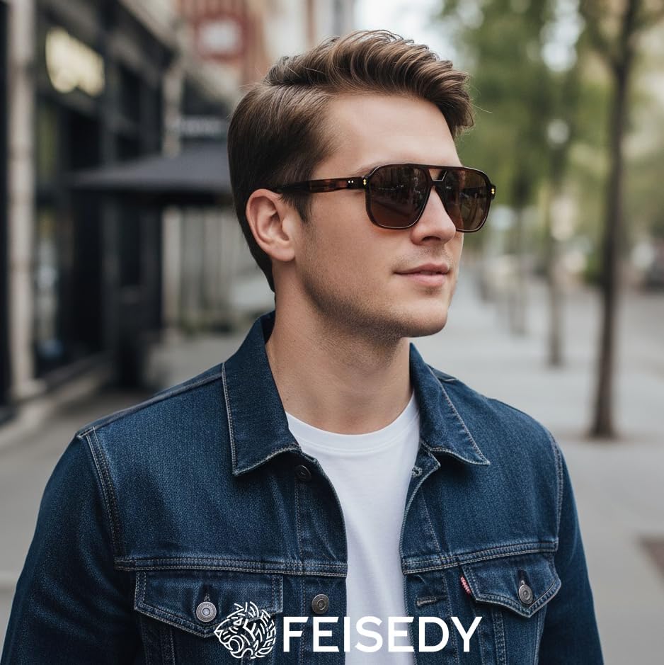ÉÌƷͼƬ 28 | B0H79Y4V6B | FEISEDY Retro Aviator Square Polarized Sunglasses Women Men Trendy B0444