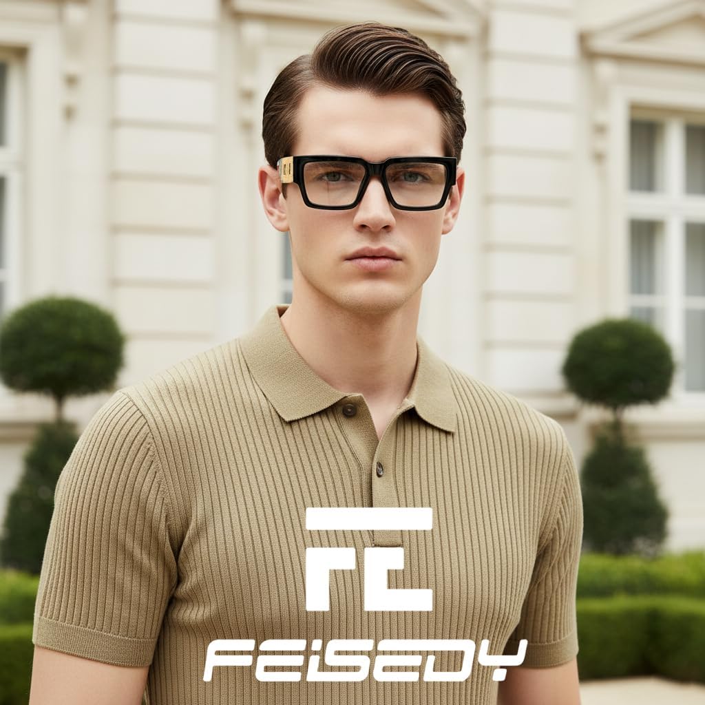 商品图片 3 | B0GQZ4LZK8 | FEISEDY Retro Trendy Rectangle Blue Light Glasses for Women Men B0365