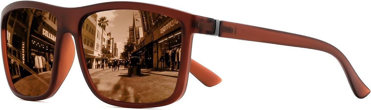 Brown / 55 Millimeters | B0GXP9PPJV | FEISEDY Square Polarized Sunglasses For Men Women B0322