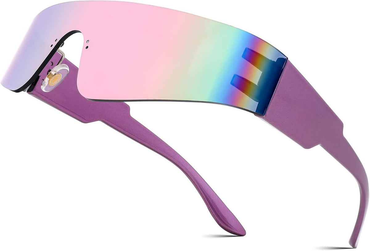 ÉÌƷͼƬ 40 | B0B1V45SXC | FEISEDY Y2K Futuristic Sunglasses Women Men Rimless One Piece Miorred B2927