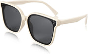 003 Off White / Grey Lens / 55 Millimeters | B0B3WNQJVM | FEISEDY Kids Polarized Square Sunglasses for Boys Girls Vintage Shades UV Protection Trendy Classic Style Sun Glasses B2316