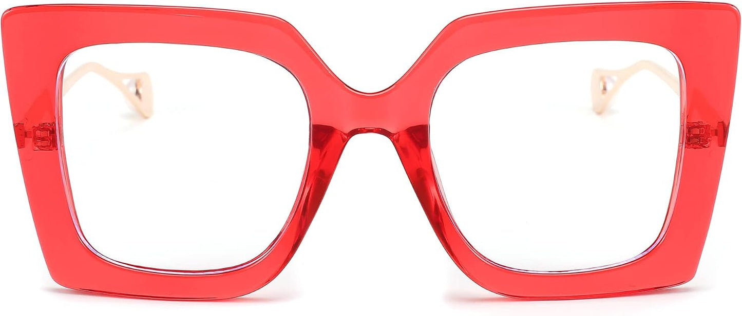 商品图片 29 | B08DF5QRXC | FEISEDY Oversized Square Blue Light Blocking Glasses Eye Strain Glare Pearl Inlay Arm Cat Eye Fashion Eyewear B2639