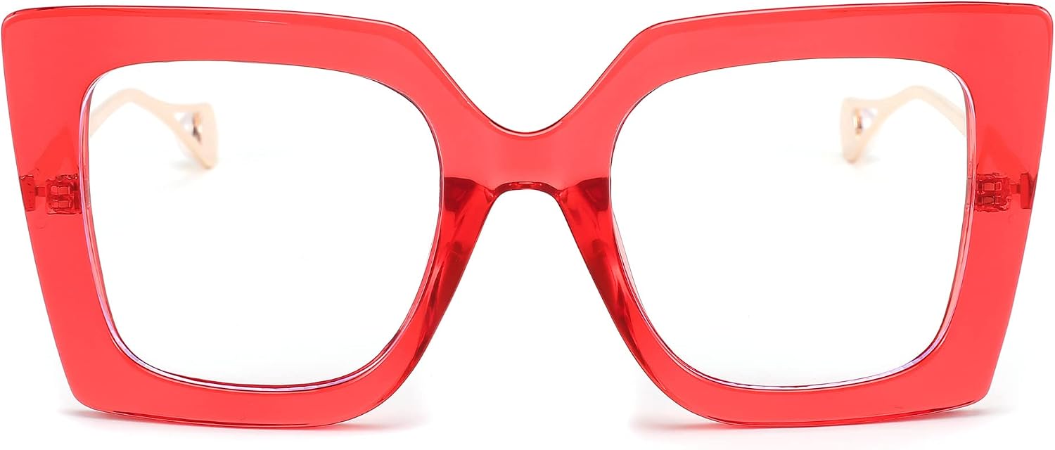 商品图片 29 | B08DF5QRXC | FEISEDY Oversized Square Blue Light Blocking Glasses Eye Strain Glare Pearl Inlay Arm Cat Eye Fashion Eyewear B2639