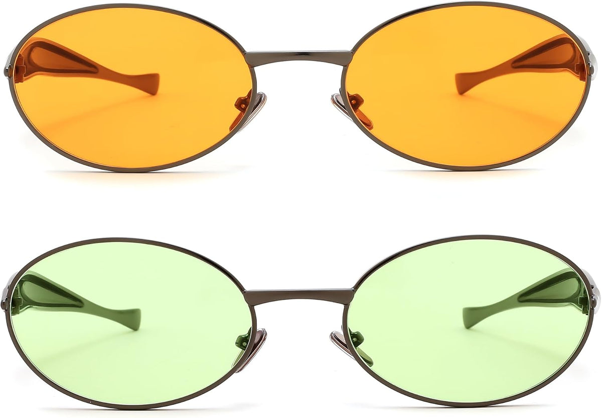 ÉÌƷͼƬ 28 | B0FH4FH8VH | FEISEDY Retro Oval Sunglasses Women Men - Gold Metal Chunky Frame, UV400 for Driving & Daily Wear B0312
