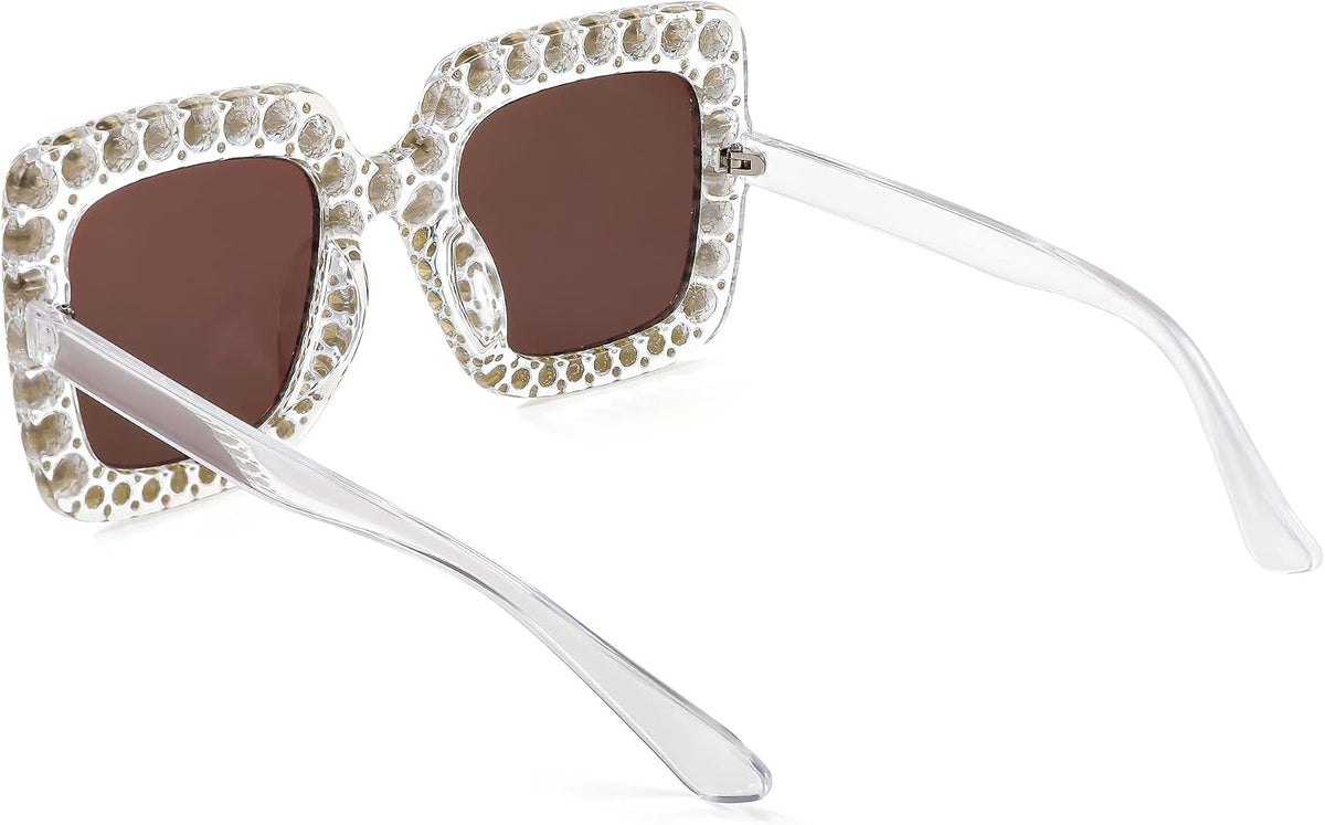 ÉÌƷͼƬ 29 | B077GMJCV8 | FEISEDY Women Sparkling Crystal Sunglasses Oversized Square Thick Frame B2283