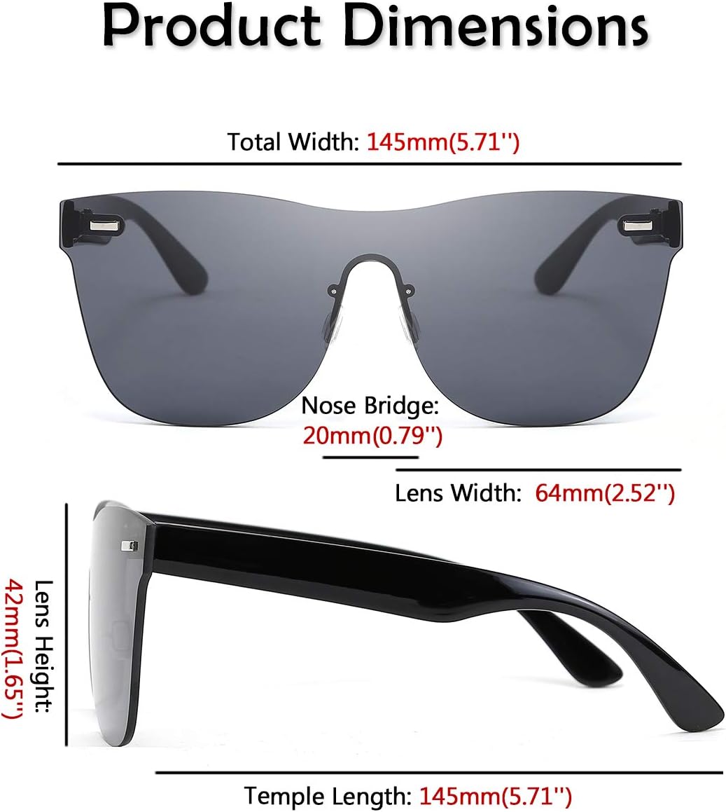 ÉÌƷͼƬ 30 | B08DY1CW9T | FEISEDY Mirrored Rimless Sunglasses One Piece Lens Reflective Sunglasses for Women Men B2647
