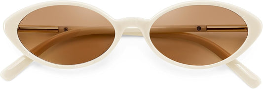 Beige Frame Tea Lens / 54 Millimeters | B0H2VH4QCK | FEISEDY Oval Cat Eye Sunglasses for Women, 90s Narrow Y2K Shades B0435