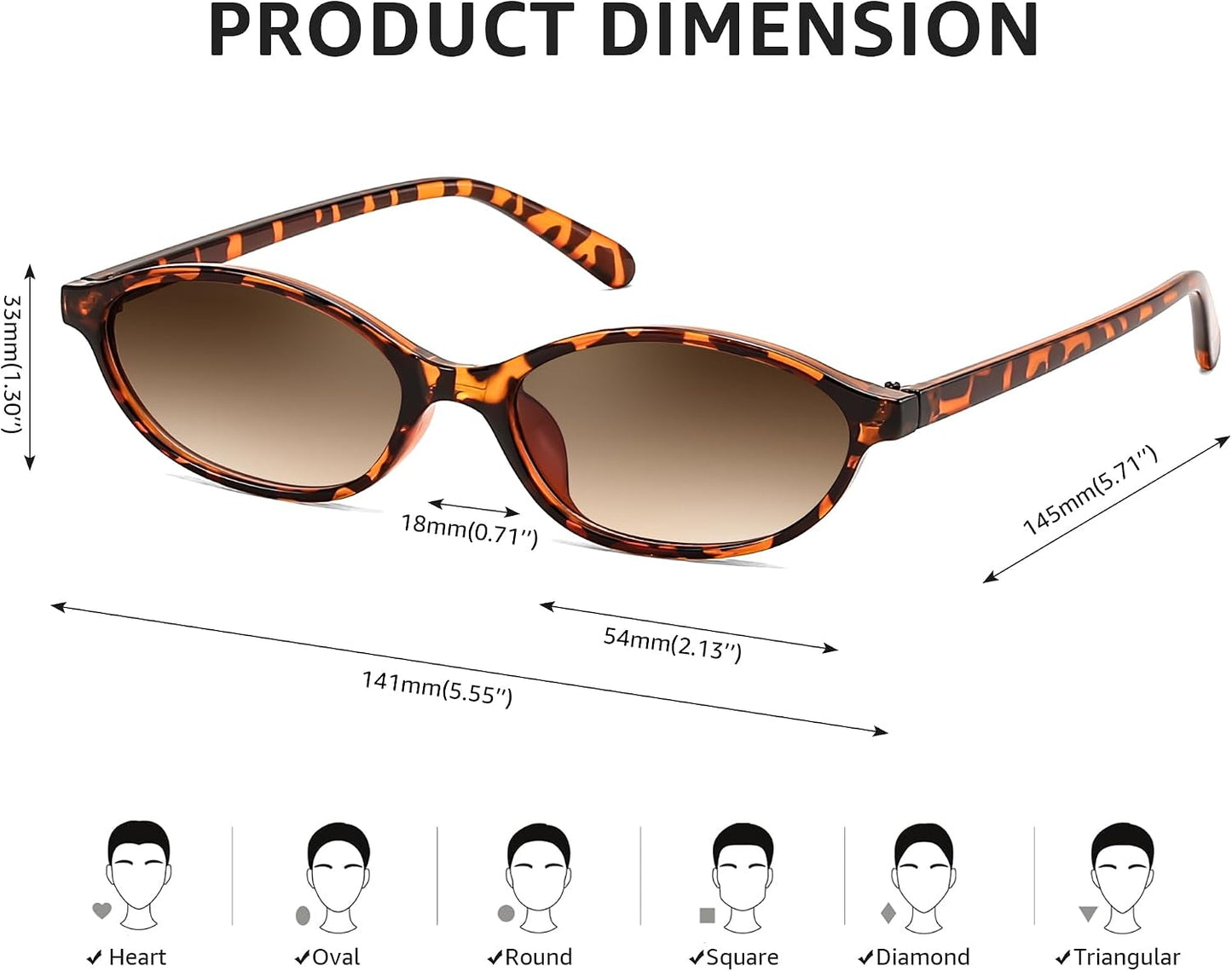 商品图片 11 | B0DMN6519L | FEISEDY Retro Oval Cat Eye Sunglasses for Women 90s Narrow Lightweight Shades Y2k Trendy Sunnies B0257