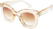 Champagne | B083V1Q38Z | FEISEDY Retro Oversized Square Horn Sunglasses Semi Cat Eye Butterfly Glass Big Thick Bold Frame B2572