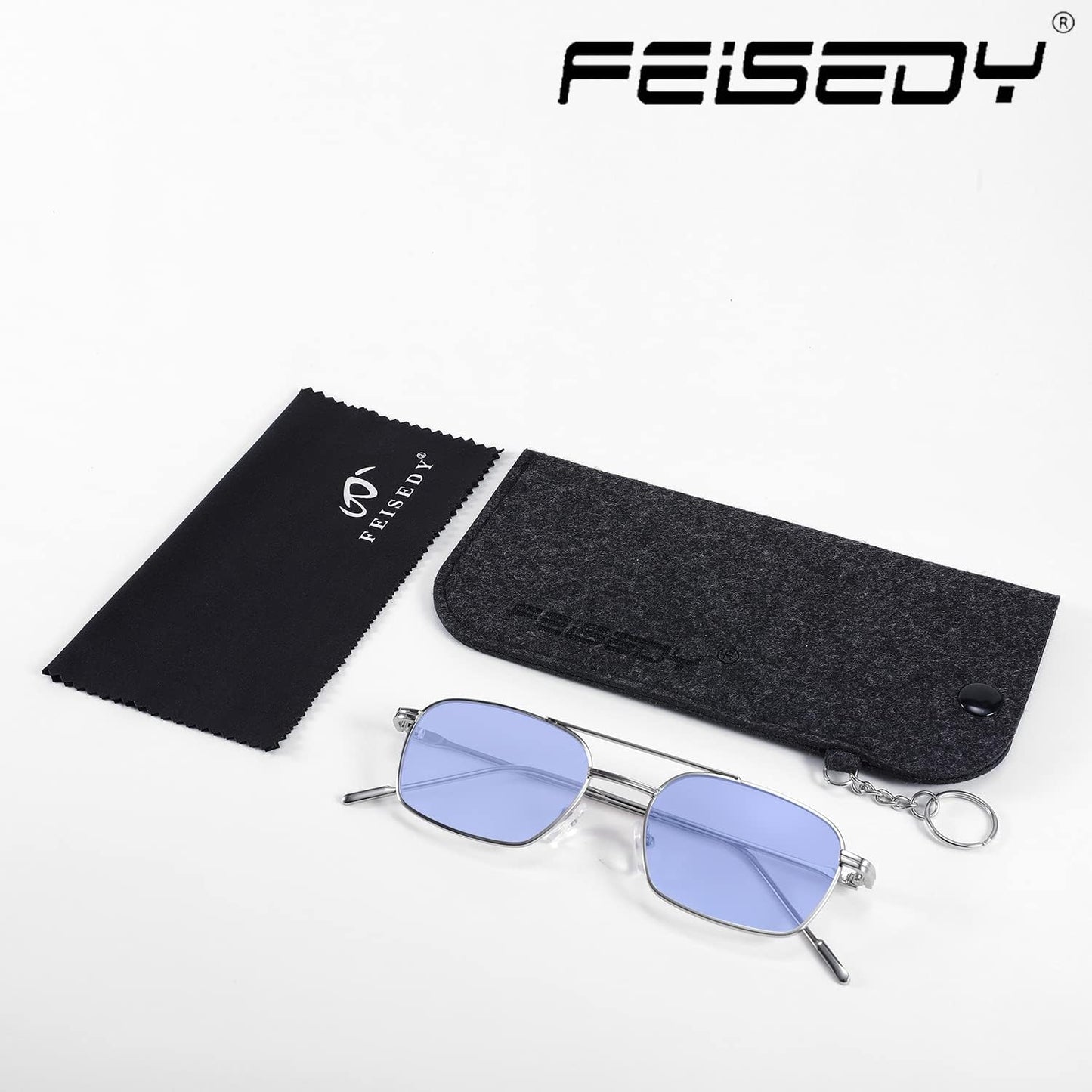 商品图片 16 | B09GKB6G1G | FEISEDY Fashion Square Aviator Sunglasses Women Men Trendy Retro Metal Frame Sun Glasses Candy Color Lens B1036