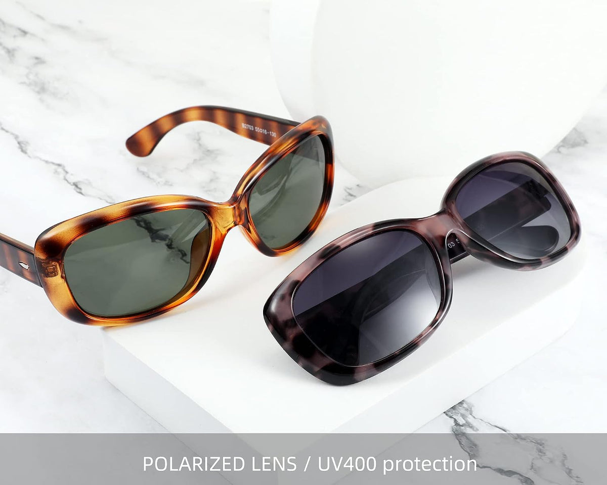 ÉÌƷͼƬ 29 | B094CJFYW6 | FEISEDY Vintage Square Polarized Sunglasses for Women Men Havana Thick Wrap Around Sun Glasses UV400 B2703