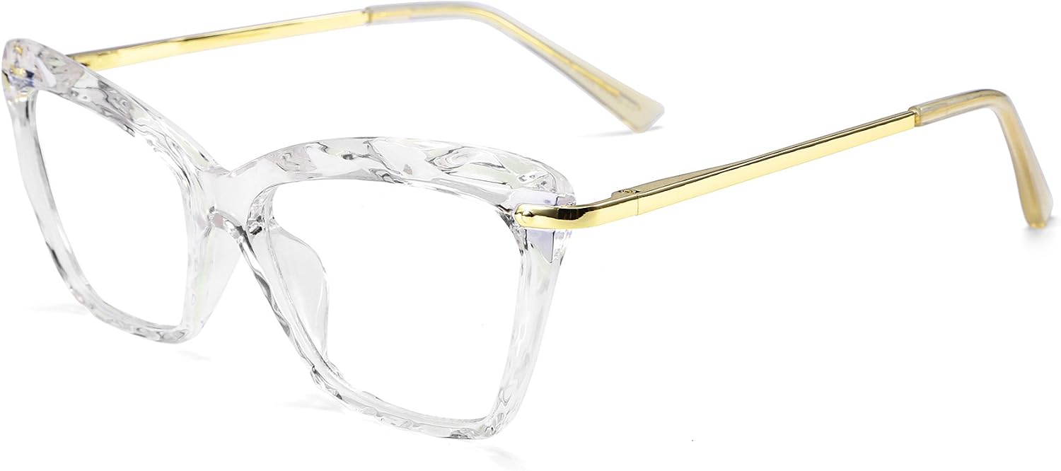 Crystal Clear / 55 Millimeters | B07FR6SSY6 | FEISEDY Cat Eye Glasses Frame Clear Lenses Lightweight Eyewear for Women B2440