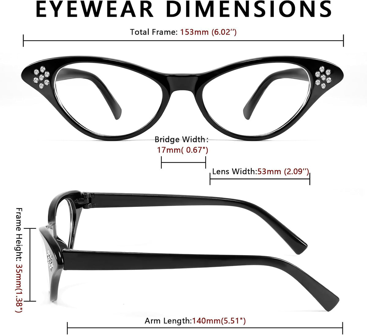 商品图片 6 | B09M8NJ7DM | FEISEDY Rhinestone Cat Eye Sunglasses for Women 50s 60s Party Style B2848