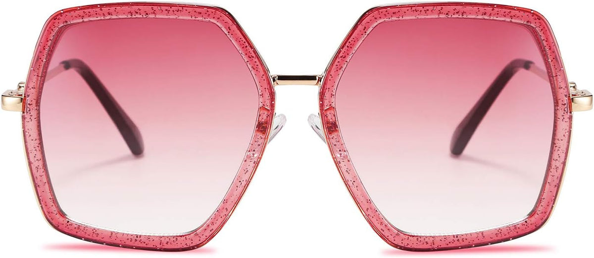 Shiny Red / 54 Millimeters | B07T4LKCWS | FEISEDY Women Large Hexagon Inspired Sunglasses Fashion Irregular Design Style Geometric B2503