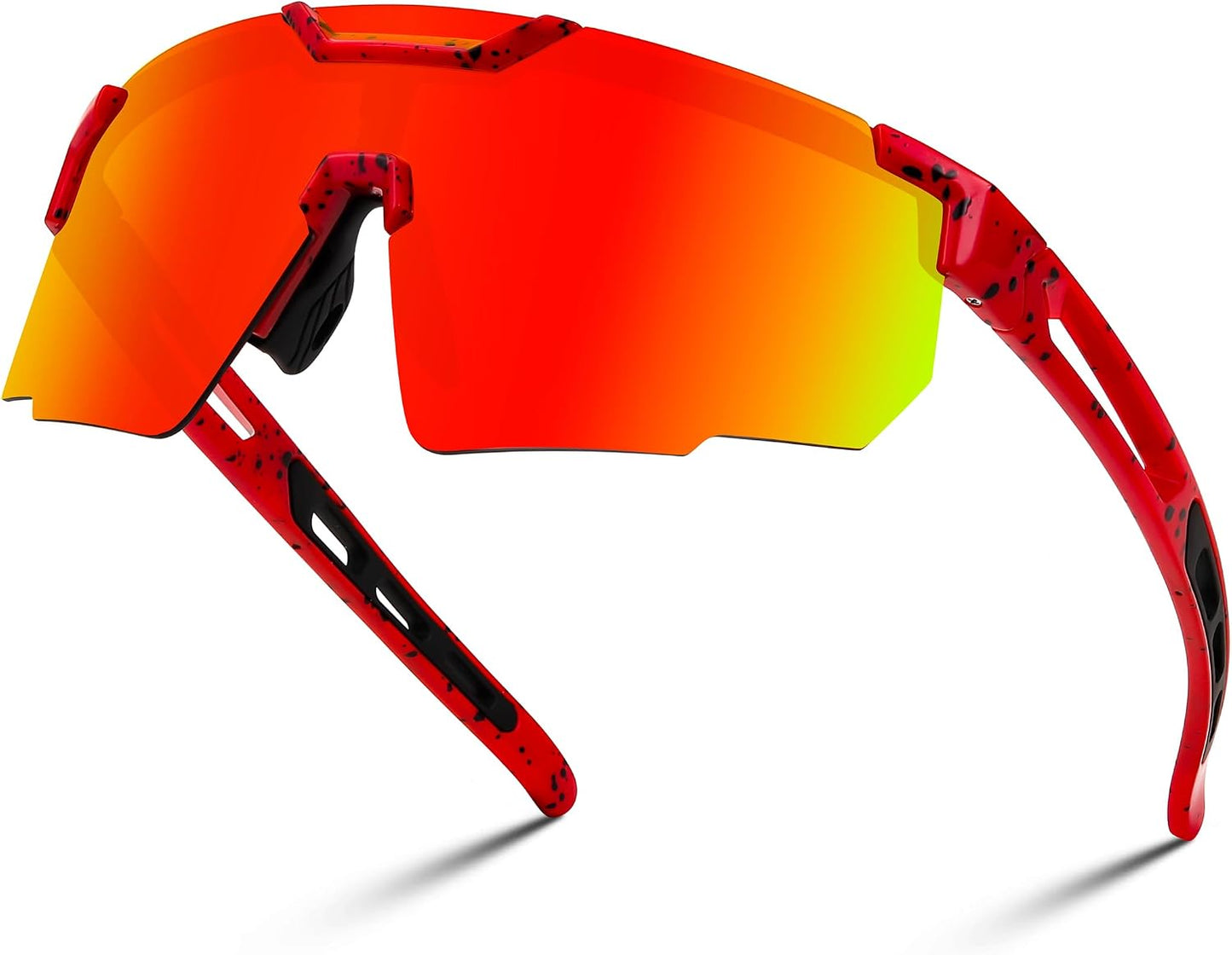 Red Frame Red Mirrored Lens / Large | B0D2R7ZV22 | FEISEDY Cycling Sunglasses for Men Women, Sport Sunglasses for Baseball Softball Running Fishing Golf UV400 B0167