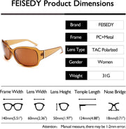 ÉÌƷͼƬ 7 | B07XNYV3GC | FEISEDY Polarized Oversized Sunglasses for Women Men, Classic Rectangle Wrap Around Large Frame UV400 Protection B2504