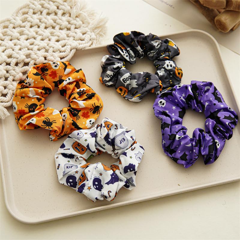 商品图片 5 | B0FP5BWS6N | Scrunchies 4-Pack – Spooky Hair Ties for Women, Boo Basket Stuffers, Festive Halloween Accessories & Gifts