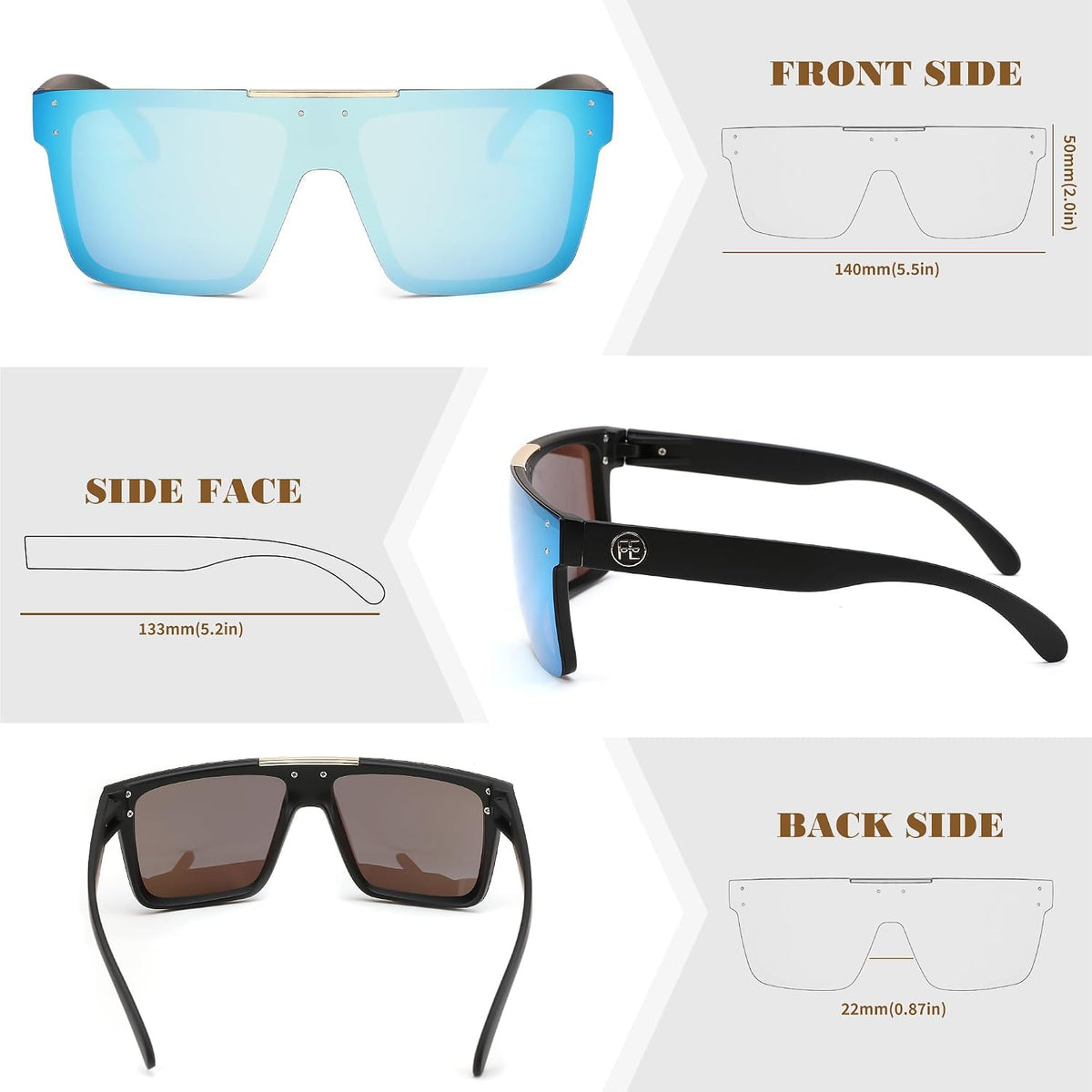 ÉÌƷͼƬ 67 | B0BZ4J86KV | FEISEDY Polarized Sunglasses for Men, Z87 Oversized Square Flat Top B2990