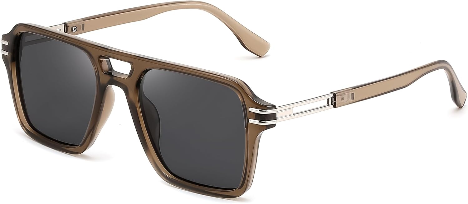 Tea Brown / 54 Millimeters | B0GVNQ6NBX | FEISEDY Retro Aviator Sunglasses Women Men 70s Trendy Square Shades B0422