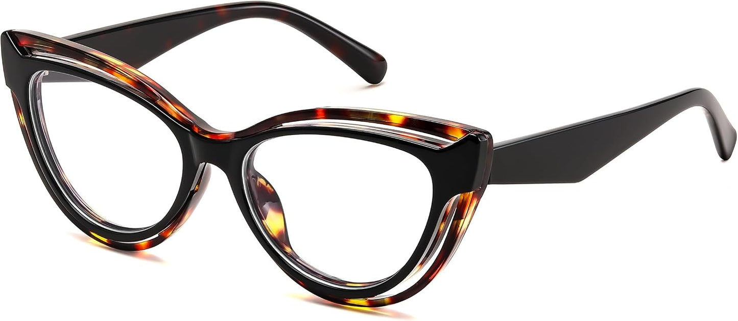 Leopard / 50 Millimeters | B0D56LKZ1H | FEISEDY Blue Light Blocking Glasses Women Vintage Cat Eye Frame Anti Fatigue B0169