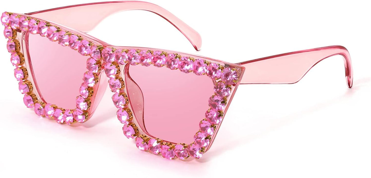 商品图片 33 | B09V7X56D4 | FEISEDY Women Crystal Square Cat Eye Sunglasses Sparkling Trendy Retro Cateye Sunglasses B2898