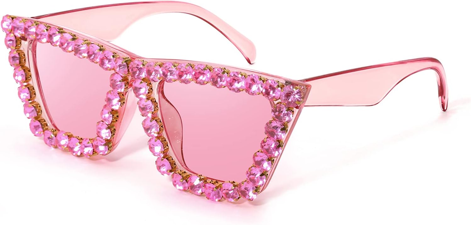 商品图片 33 | B09V7X56D4 | FEISEDY Women Crystal Square Cat Eye Sunglasses Sparkling Trendy Retro Cateye Sunglasses B2898