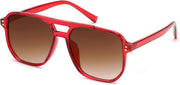 Red Frame/Gradient Brown Lens / 57 Millimeters | B0CQ25S28W | FEISEDY Retro Square Aviator Sunglasses Women Men 70s Vintage Trendy Plastic Frame Sun Glasses B2835