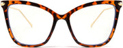 005 Leopard | B085VPW1WZ | FEISEDY Oversized Cat Eye Glasses Frame Blue Light Blocking Eyewear for Women B2589